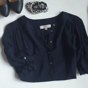 Ann Taylor LOFT womens small navy blouse